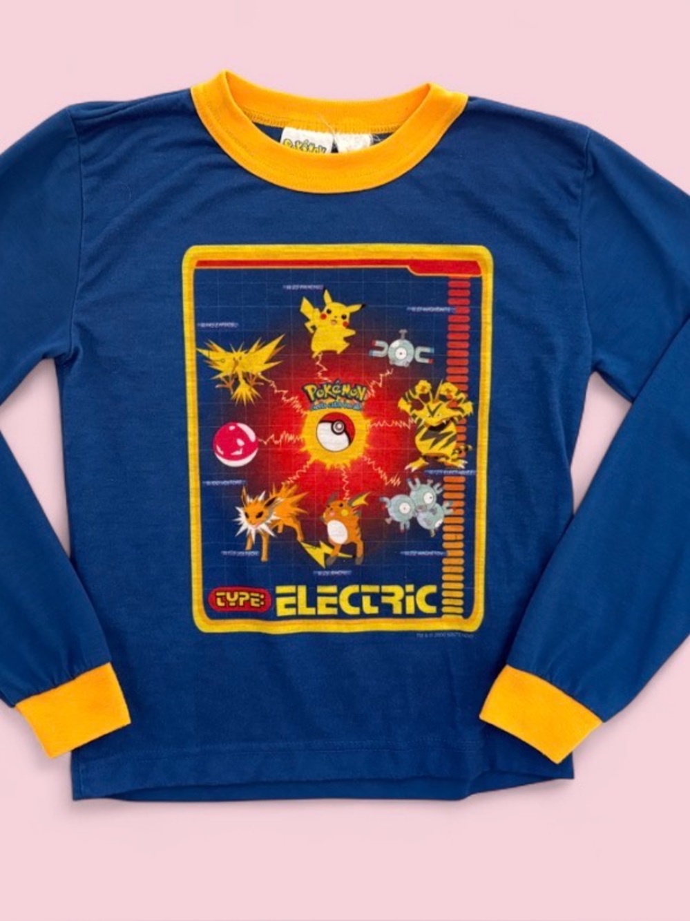 Vintage 2000 Pokemon Electric Type Pajama Top Shirt Youth XS 4/5 Pikachu Y2K